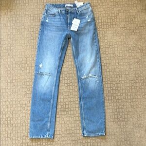 NEW Zara Distressed Blue Denim Jeans